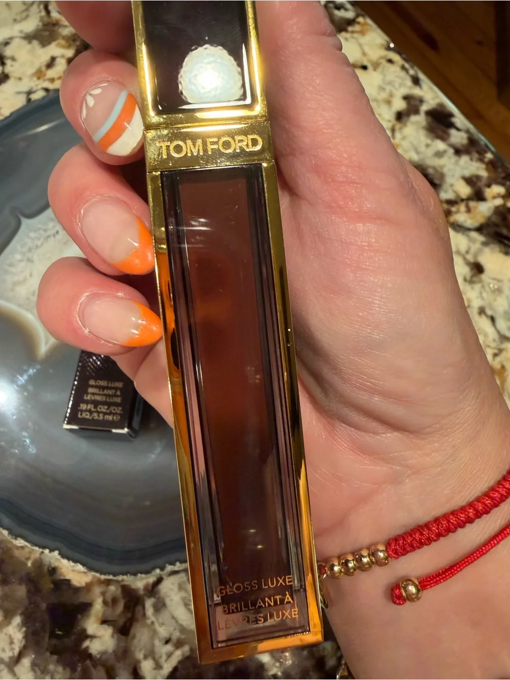 Tom Ford Gloss Luxe Phantom 20 Lip Gloss — Deep Brown with Gold Trim NIB